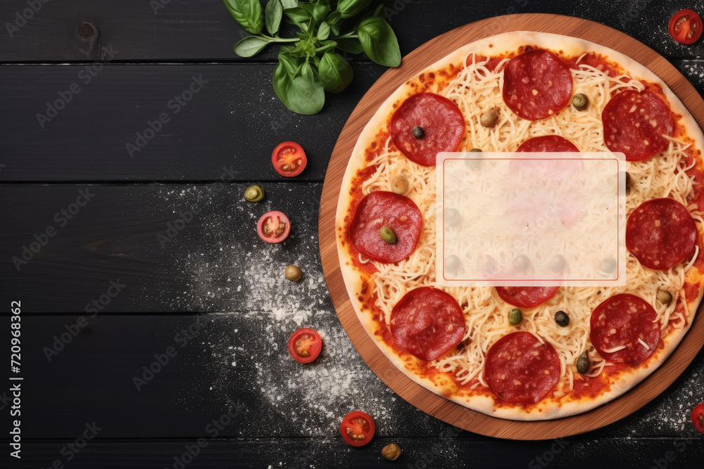 Delicious Pepperoni Pizza with a Blank Label for Custom Branding Stock Photo | Adobe Stock