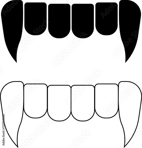 outline silhouette vampire teeth icon set