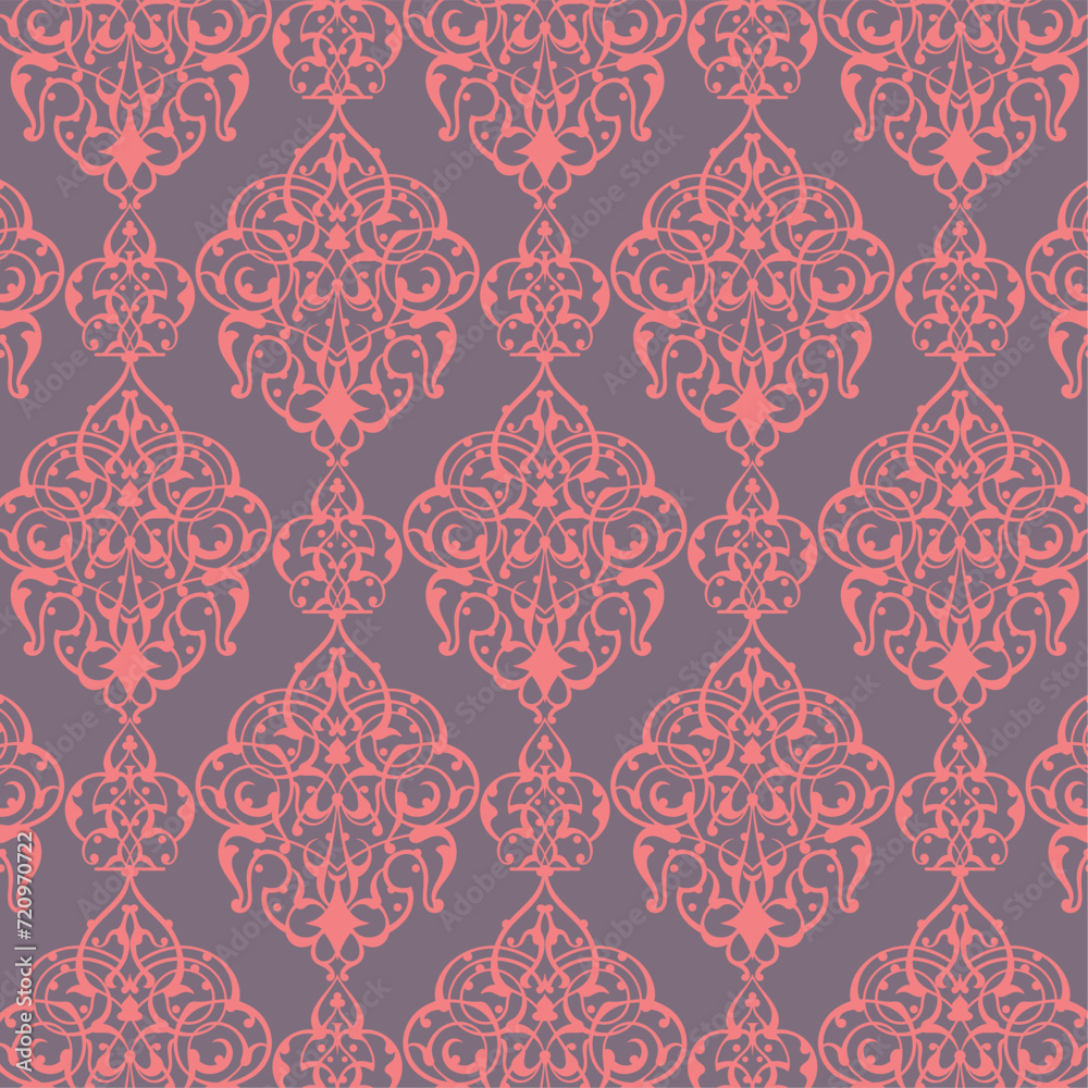 Retro style damask seamless pattern ornamental background
