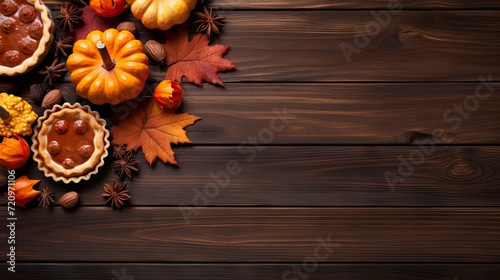 Autumn background with pumpkins and autumn leaves. EPS10 vector file included Generative AI