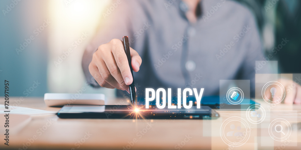 Concepts of practices and policies , company articles of association Terms and Conditions ,Business policy document ,document verification ,Company regulations and guidelines - obrazy, fototapety, plakaty 