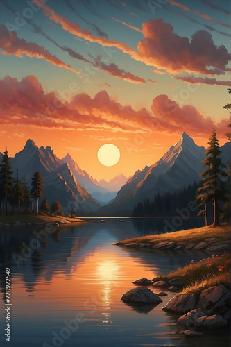 Breathtaking Sunset Painting With Hyperrealistic Details