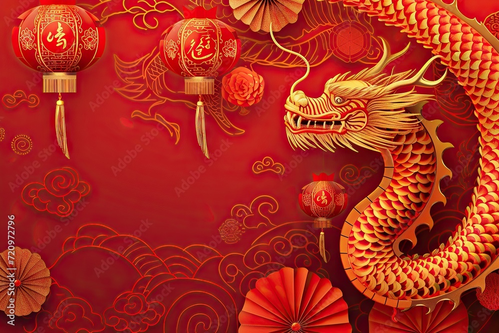 Chinese holiday background with dragon Chinese holiday background with dragon