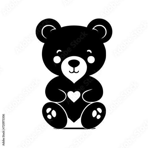 Valentine day cute teddy bear  vector illustration with heart shape