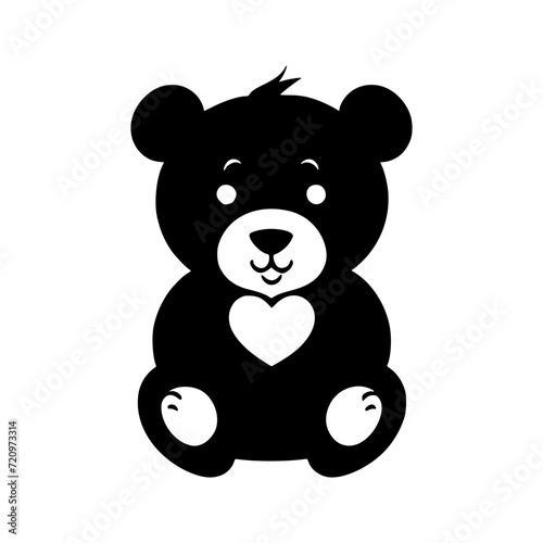 Valentine day cute teddy bear  vector illustration with heart shape