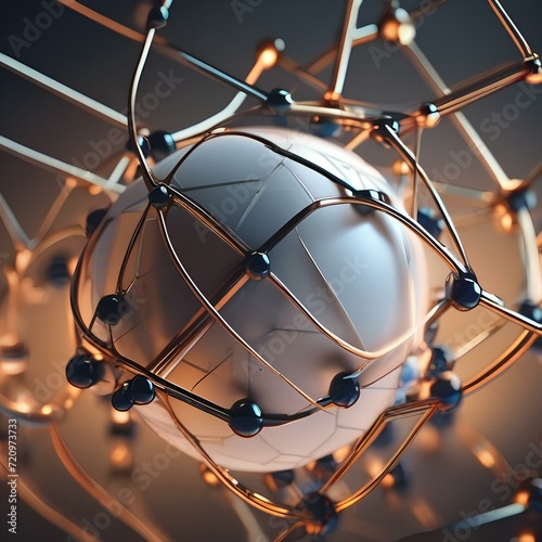 Abstract molecular structure, interconnected spheres and lines, scientific concept art4 photo