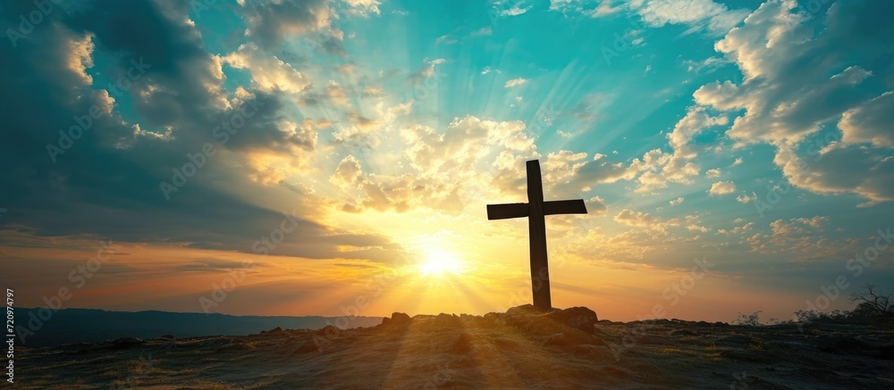 Cross silhouette - sign of divine love for humanity. Cross silhouette - sign of divine love for humanity.