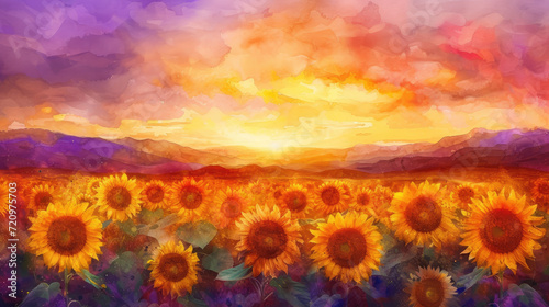 Granular gradient background with amazing sunflowers, Ai generated images