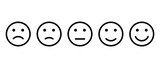 Set of customer rate satisfaction level emoticon icon. Five facial expression of feedback vector. Editable stroke