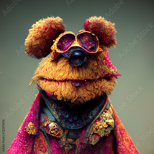 Fuzzy Bear Puppet in an Edwardian Couture Fashion photo