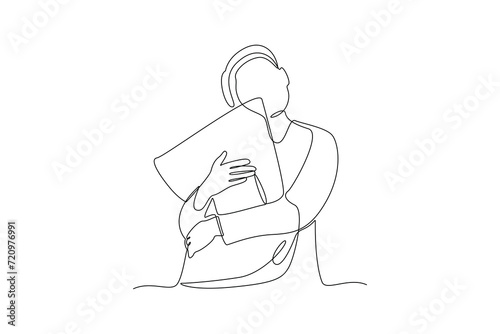 Continuous one line drawing World sleep day concept. Doodle vector illustration.