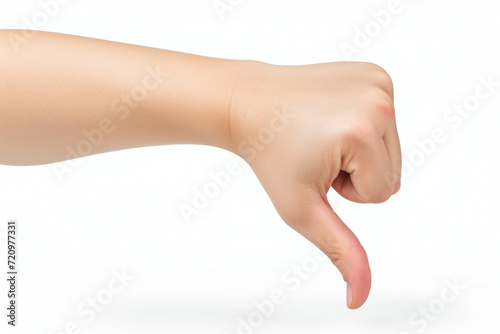 Thumbs down gesture. Background with selective focus and copy space
