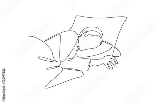 Continuous one line drawing World sleep day concept. Doodle vector illustration.