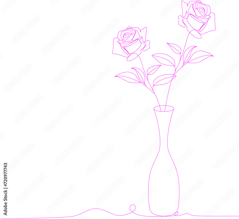 Obraz premium rose flower vase line art