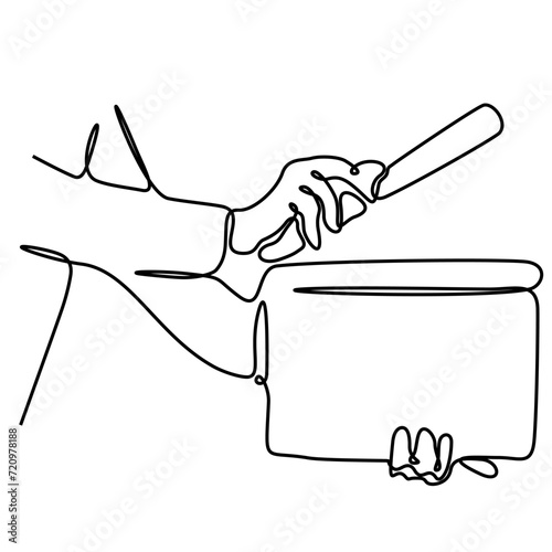 continuous line close up businessman holding film clapper board vector illustration