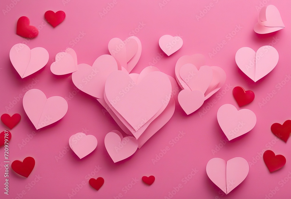  card greeting pink hearts background