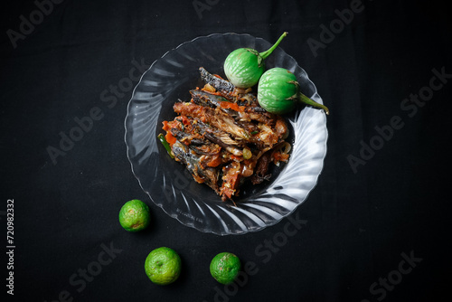 Indonesian Lombok food menu in the form of pindang fish sambel bawang, delicious spicy photo