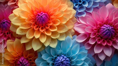 Vibrant Dahlia Flower Petals in Bright Colors AI Generated © Alex