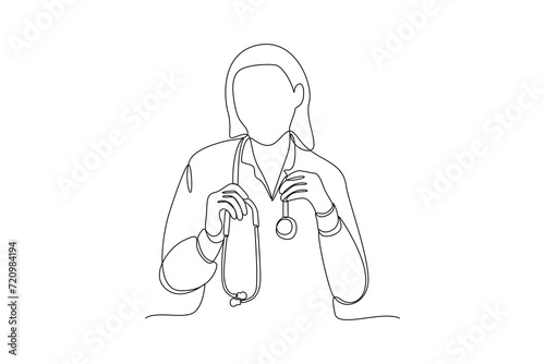 One continuous line drawing of National Doctors Day concept. Doodle vector illustration in simple linear style.