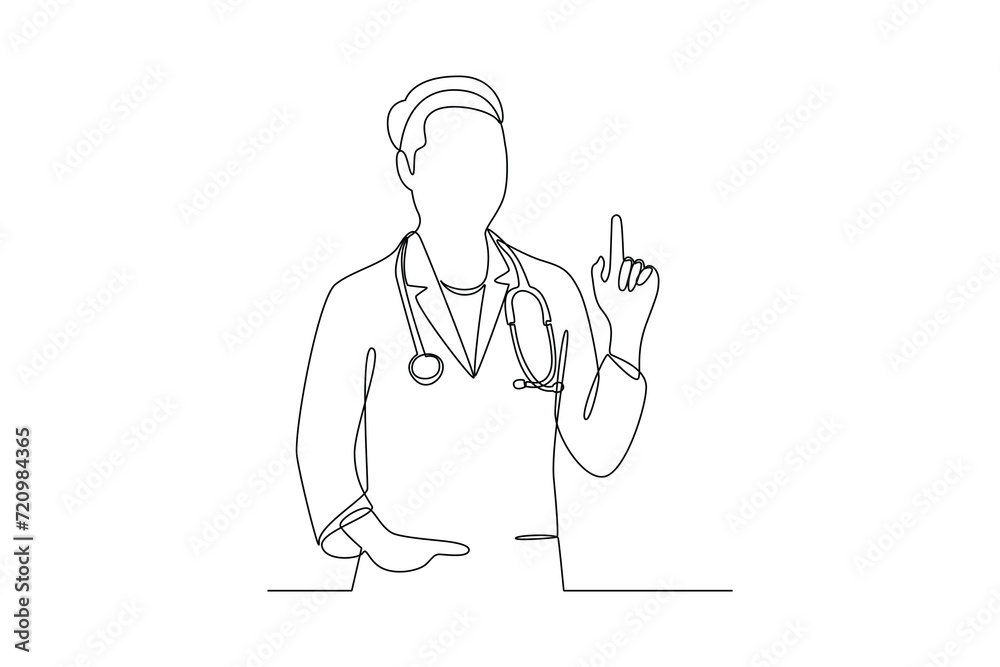 One continuous line drawing of National Doctors Day concept. Doodle vector illustration in simple linear style.