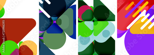 Colorful bright geometric abstract compositions for wallpaper, business card, cover, poster, banner, brochure, header, website © antishock