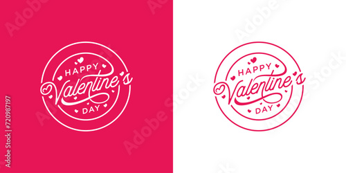 Happy Valentine's day text, hand lettering typography poster . Romantic quote postcard, card, invitation, banner template. Vector illustration.