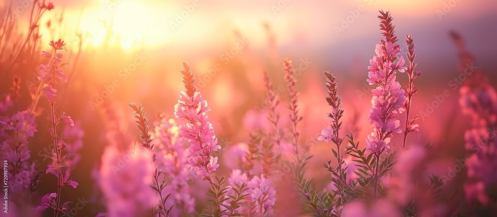 Obraz premium Captivating Beauty: A Natural Symphony of Pink Flowers in the Countryside