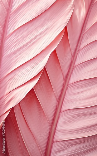 A close-up botanical background adorned with pink palm leaves seamlessly combines the beauty of nature with a serene color palette, making it perfect for crafting a harmonious design motif.
