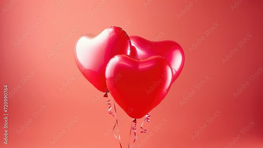 red heart-shaped balloons on pink background for Valentine's day,birthday,wedding day red heart-shaped balloons on pink background for Valentine's day,birthday,wedding day