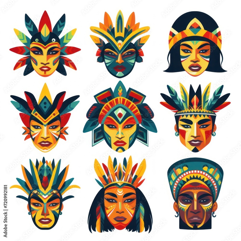 Colorful Brazilian Carnival Headshots of Men and Women AI Generated