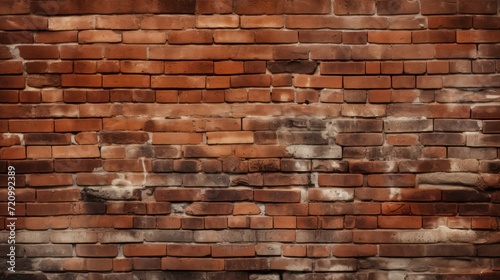 Red brick wall texture background for interior exterior decoration and industrial construction concept design. Generative AI