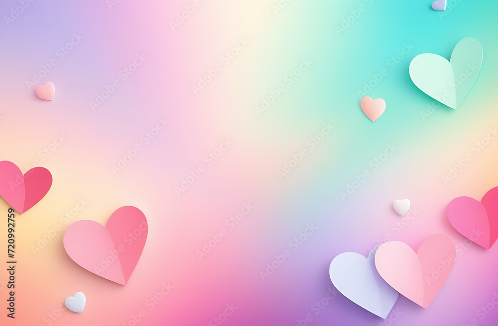 Abstract pastel background with hearts spring colors