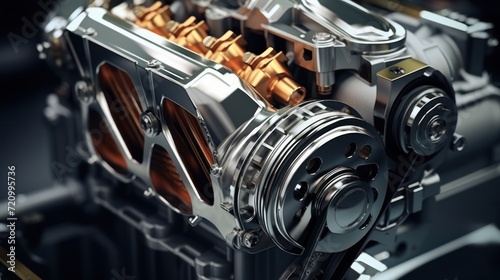 3d illustration of a car engine close-up. 3d rendering Generative AI