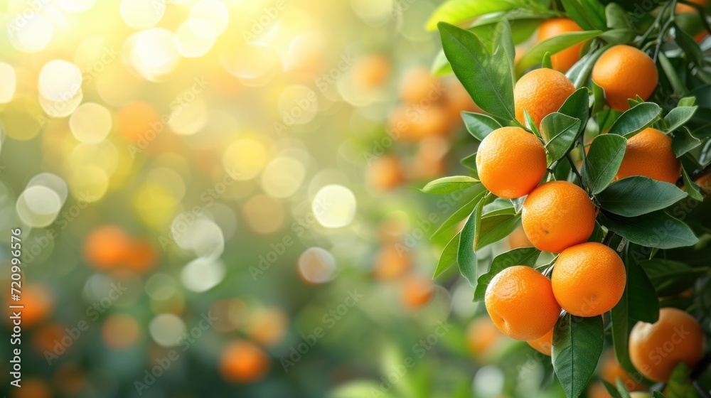 Orange tree in the corner in over blurred background Orange tree in the corner in over blurred background