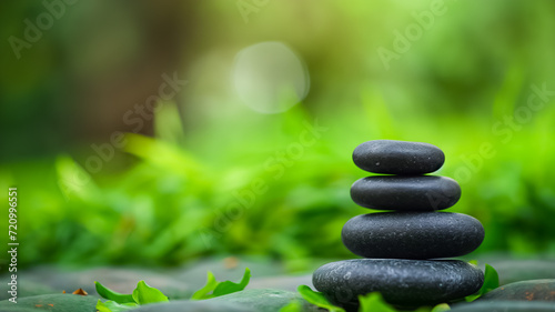 Zen stones in garden, wellness workshop, calm, cool, 