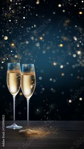Sparkling Celebration: Party Event Background with Champagne Glasses Generative AI