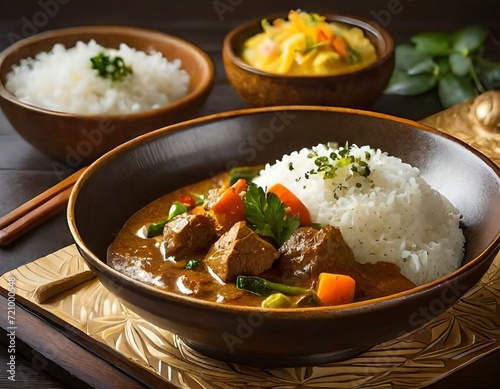 illustration of premium homemade dish of Japanese curry with rice