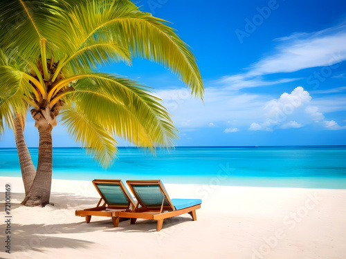 Summer Background with Ocean Waves and Beach with Copy Space for Text. © fahim
