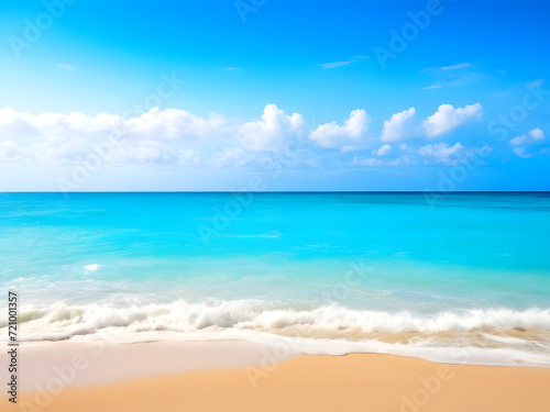 Summer Background with Ocean Waves and Beach with Copy Space for Text.