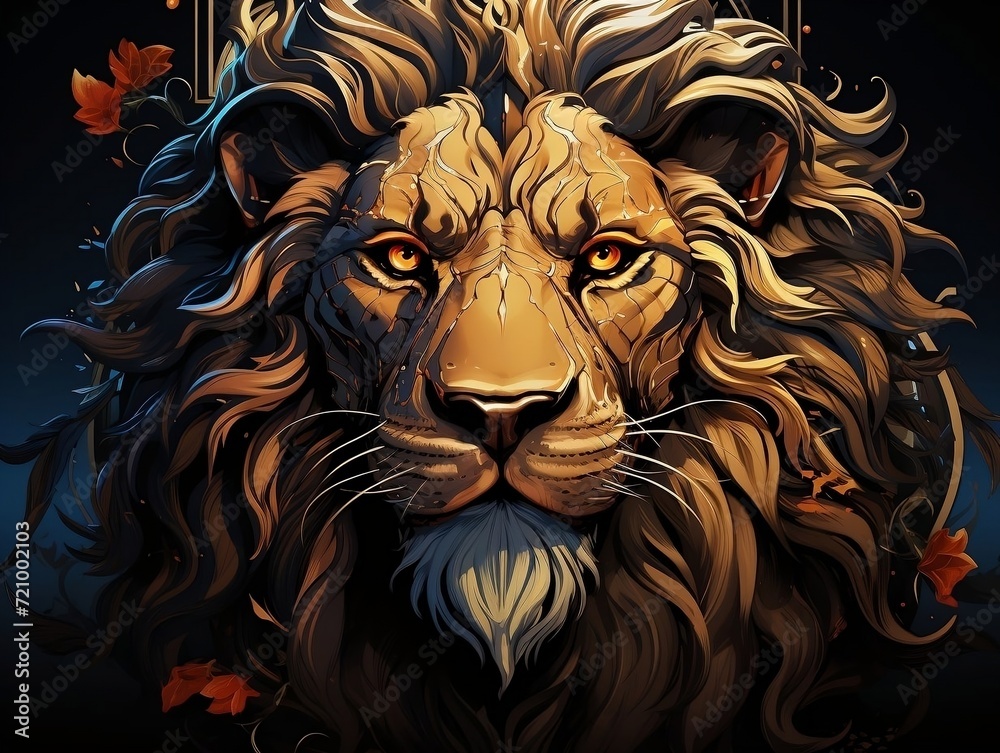Obraz premium Lion face tattoo design illustration