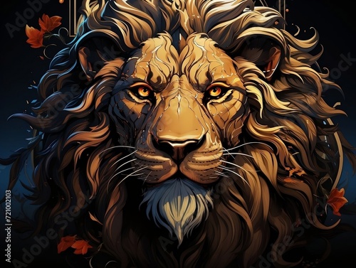 Lion face tattoo design illustration