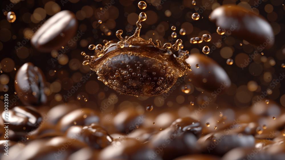 Coffee beans condense into liquid droplets. Coffee beans condense into liquid droplets.