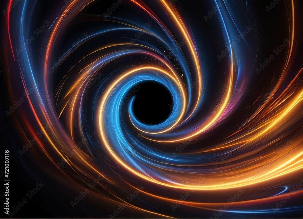 Abstract colorful neon in Black hole at the center of the vortex with luminous traces background from Generative AI Abstract colorful neon in Black hole at the center of the vortex with luminous traces background from Generative AI