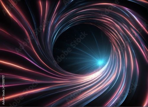 Abstract colorful neon in Black hole at the center of the vortex with luminous traces background from Generative AI