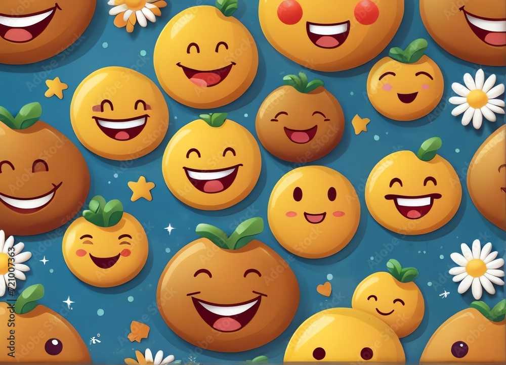 Cute Laughing Emoticon Emoji Character Illustration from Generative AI