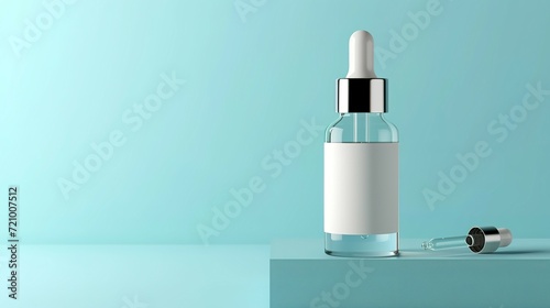 Dropper serum Bottle with Glass Pipette with blank label of liquid gel photo