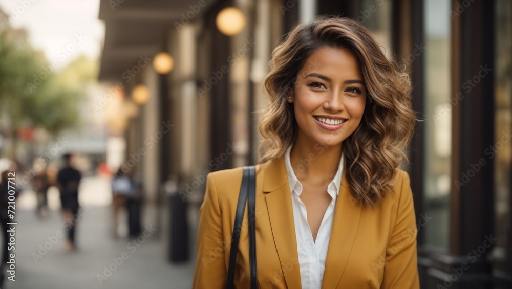 Happy Young American Businesswoman Smiling, Confident Career Woman Looking at Camera – Generative AI Happy Young American Businesswoman Smiling, Confident Career Woman Looking at Camera – Generative AI