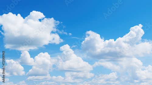 Blue sky background with tiny clouds, 3d illustration, horizontal image Generative AI