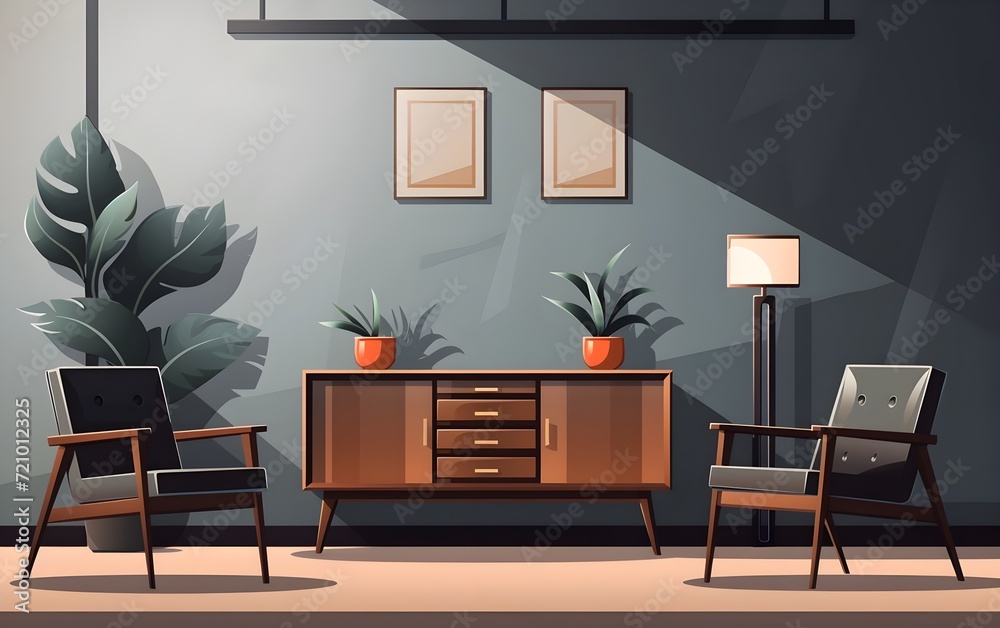 vector illustration. simple cartoon interior Contemporary waiting room interior vector illustration. simple cartoon interior Contemporary waiting room interior