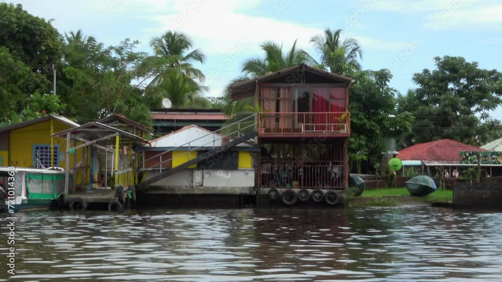 Simple accommodation built on the banks of a river. Simple accommodation built on the banks of a river.